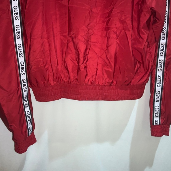 Guess full zip windbreaker jacket sz S spellout ribbon trim - Picture 7 of 7